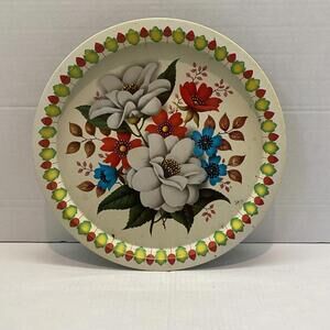 Vintage Floral Round Serving Tray - Decorative Kitchenware